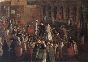 Gabriel Bella A Troupe of Actors on the piazzetta oil painting reproduction